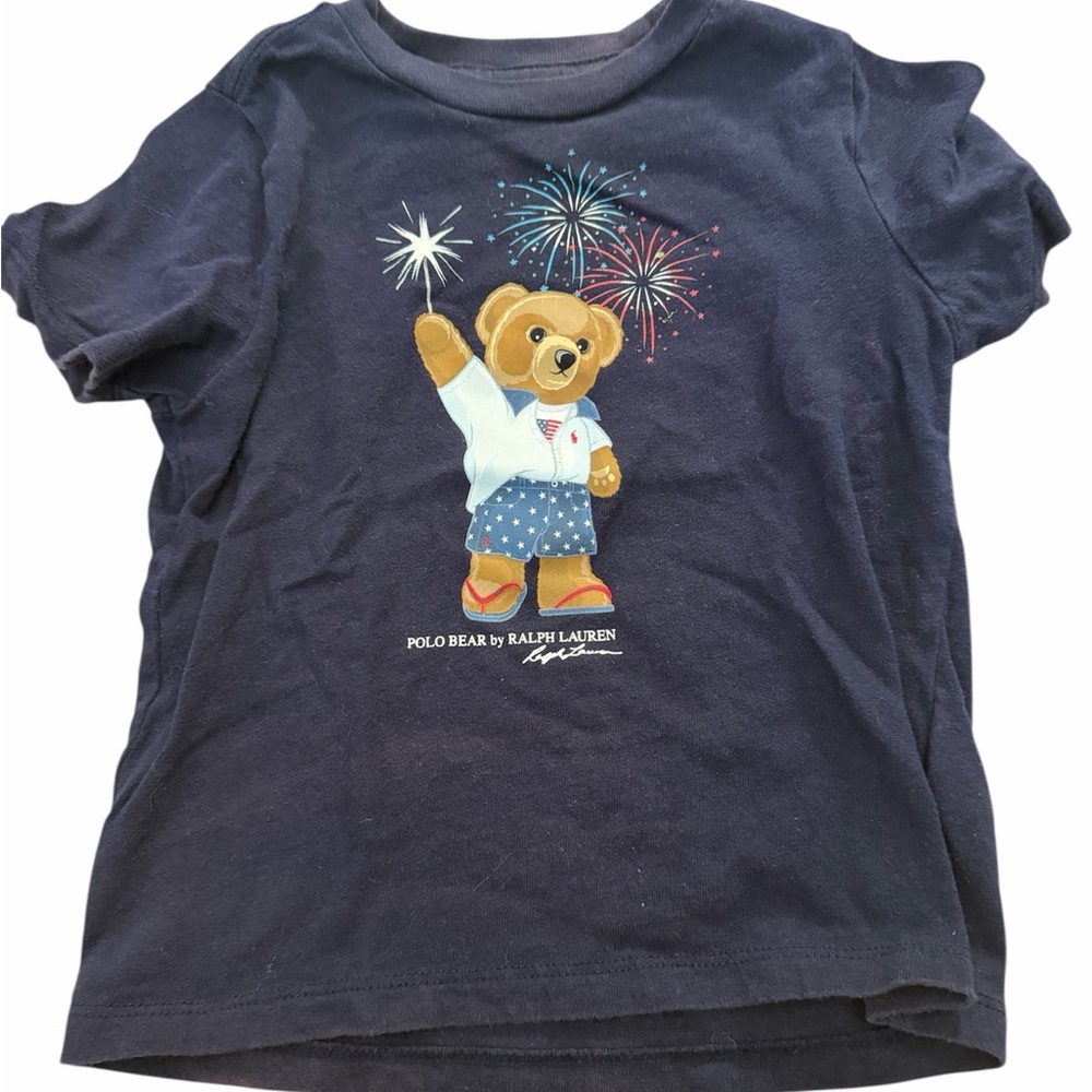 Ralph Lauren Navy Polo Bear Sparkler Tee
